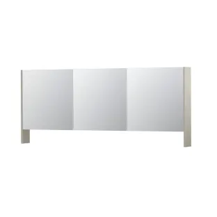 INK SPK3 Mirror cabinet with double mirrored doors - 3 doors in combination with open shelf - socket and switch - 180x14x74 cm - Chalk white