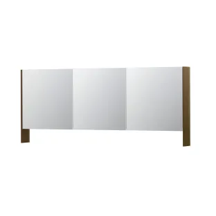 INK SPK3 Mirror cabinet with double mirrored doors - 3 doors in combination with open shelf - socket and switch - 180x14x74 cm - Solid oak Ash grey