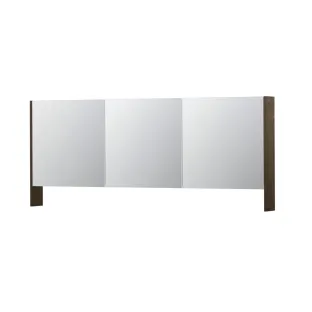 INK SPK3 Mirror cabinet with double mirrored doors - 3 doors in combination with open shelf - socket and switch - 180x14x74 cm - Solid oak Charcoal