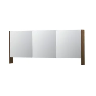 INK SPK3 Mirror cabinet with double mirrored doors - 3 doors in combination with open shelf - socket and switch - 180x14x74 cm - Solid oak Chocolate