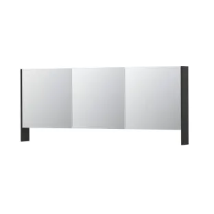 INK SPK3 Mirror cabinet with double mirrored doors - 3 doors in combination with open shelf - socket and switch - 180x14x74 cm - Matt anthracite