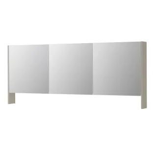 INK SPK3 Mirror cabinet with double mirrored doors - 3 doors in combination with open shelf - socket and switch - 180x14x74 cm - Matt cashmere gray