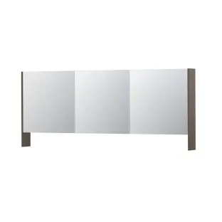 INK SPK3 Mirror cabinet with double mirrored doors - 3 doors in combination with open shelf - socket and switch - 180x14x74 cm - Matt taupe