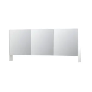 INK SPK3 Mirror cabinet with double mirrored doors - 3 doors in combination with open shelf - socket and switch - 180x14x74 cm - Matt white