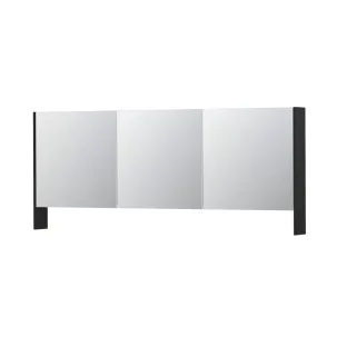 INK SPK3 Mirror cabinet with double mirrored doors - 3 doors in combination with open shelf - socket and switch - 180x14x74 cm - Matt black