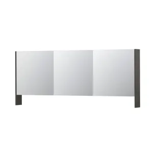 INK SPK3 Mirror cabinet with double mirrored doors - 3 doors in combination with open shelf - socket and switch - 180x14x74 cm - Primeval grey