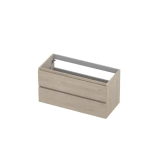 INK symmetrical washbasin cabinet - 2 drawers - handleless - wooden frame - 100x45x52 cm - Ivory oak