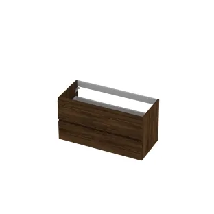 INK symmetrical washbasin cabinet - 2 drawers - handleless - wooden frame - 100x45x52 cm - Copper oak