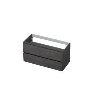 INK symmetrical washbasin cabinet - 2 drawers - handleless - wooden frame - 100x45x52 cm - Primeval grey