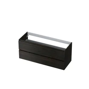 INK symmetrical washbasin cabinet - 2 drawers - handleless - wooden frame - 120x45x52 cm - Intense oak