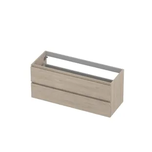 INK symmetrical washbasin cabinet - 2 drawers - handleless - wooden frame - 120x45x52 cm - Ivory oak