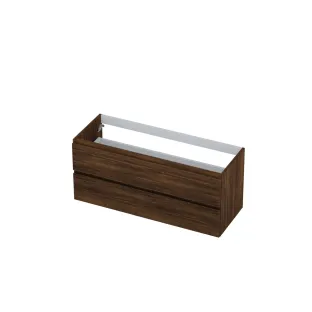 INK symmetrical washbasin cabinet - 2 drawers - handleless - wooden frame - 120x45x52 cm - Copper oak