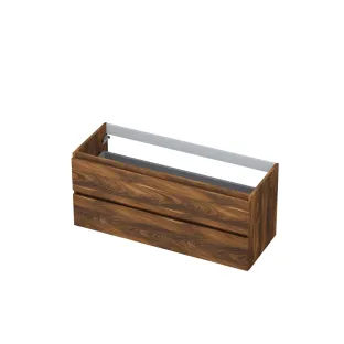 INK symmetrical washbasin cabinet - 2 drawers - handleless - wooden frame - 120x45x52 cm - Walnut