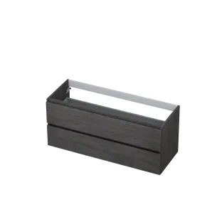 INK symmetrical washbasin cabinet - 2 drawers - handleless - wooden frame - 120x45x52 cm - Primeval grey