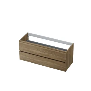 INK symmetrical washbasin cabinet - 2 drawers - handleless - wooden frame - 120x45x52 cm - Pure oak