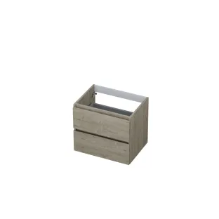 INK symmetrical washbasin cabinet - 2 drawers - handleless - wooden frame - 60x45x52 cm - Greige oak