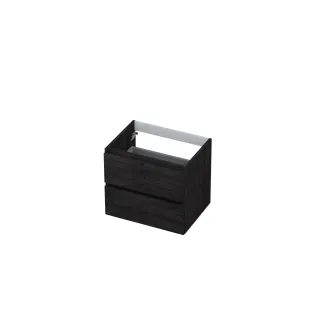 INK symmetrical washbasin cabinet - 2 drawers - handleless - wooden frame - 60x45x52 cm - Charcoal oak