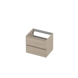 INK symmetrical washbasin cabinet - 2 drawers - handleless - wooden frame - 60x45x52 cm - Ivory oak