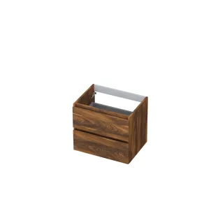 INK symmetrical washbasin cabinet - 2 drawers - handleless - wooden frame - 60x45x52 cm - Walnut