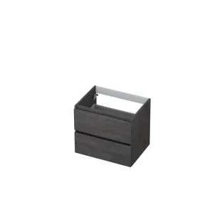 INK symmetrical washbasin cabinet - 2 drawers - handleless - wooden frame - 60x45x52 cm - Primeval grey