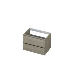 INK symmetrical washbasin cabinet - 2 drawers - handleless - wooden frame - 70x45x52 cm - Greige oak