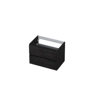 INK symmetrical washbasin cabinet - 2 drawers - handleless - wooden frame - 70x45x52 cm - Charcoal oak