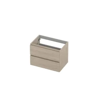 INK symmetrical washbasin cabinet - 2 drawers - handleless - wooden frame - 70x45x52 cm - Ivory oak