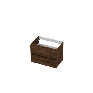 INK symmetrical washbasin cabinet - 2 drawers - handleless - wooden frame - 70x45x52 cm - Copper oak