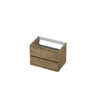 INK symmetrical washbasin cabinet - 2 drawers - handleless - wooden frame - 70x45x52 cm - Natural oak