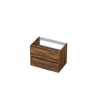 INK symmetrical washbasin cabinet - 2 drawers - handleless - wooden frame - 70x45x52 cm - Walnut