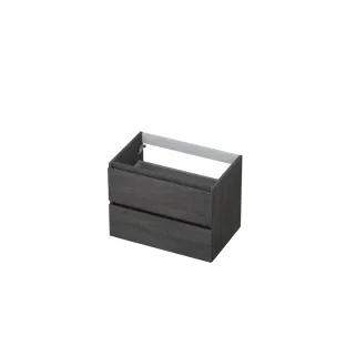 INK symmetrical washbasin cabinet - 2 drawers - handleless - wooden frame - 70x45x52 cm - Primeval grey