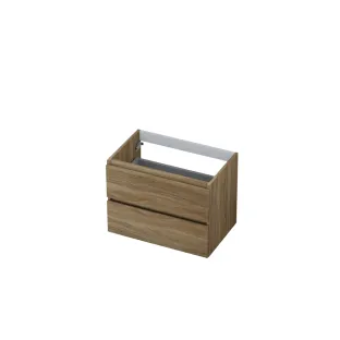 INK symmetrical washbasin cabinet - 2 drawers - handleless - wooden frame - 70x45x52 cm - Pure oak