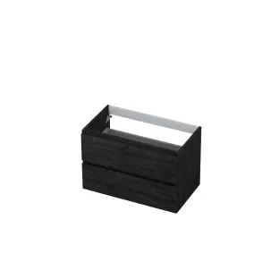 INK symmetrical washbasin cabinet - 2 drawers - handleless - wooden frame - 80x45x52 cm - Charcoal oak