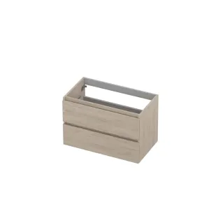 INK symmetrical washbasin cabinet - 2 drawers - handleless - wooden frame - 80x45x52 cm - Ivory oak