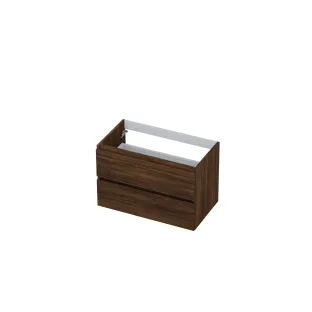 INK symmetrical washbasin cabinet - 2 drawers - handleless - wooden frame - 80x45x52 cm - Copper oak