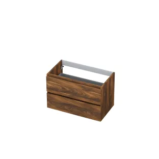 INK symmetrical washbasin cabinet - 2 drawers - handleless - wooden frame - 80x45x52 cm - Walnut