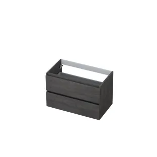 INK symmetrical washbasin cabinet - 2 drawers - handleless - wooden frame - 80x45x52 cm - Primeval grey