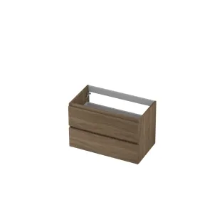 INK symmetrical washbasin cabinet - 2 drawers - handleless - wooden frame - 80x45x52 cm - Pure oak