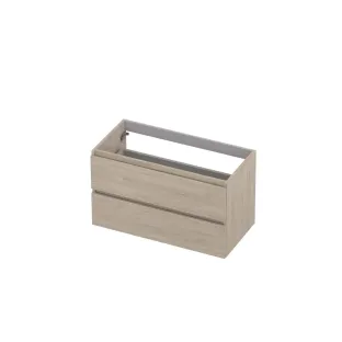 INK symmetrical washbasin cabinet - 2 drawers - handleless - wooden frame - 90x45x52 cm - Ivory oak