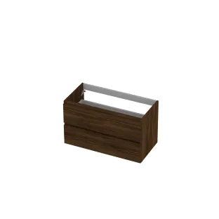 INK symmetrical washbasin cabinet - 2 drawers - handleless - wooden frame - 90x45x52 cm - Copper oak