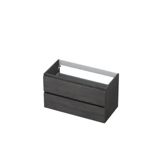 INK symmetrical washbasin cabinet - 2 drawers - handleless - wooden frame - 90x45x52 cm - Primeval grey