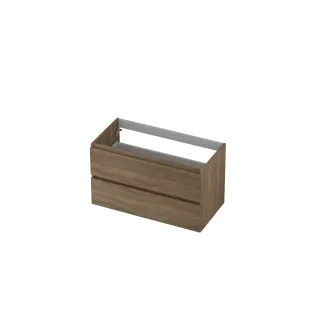 INK symmetrical washbasin cabinet - 2 drawers - handleless - wooden frame - 90x45x52 cm - Pure oak