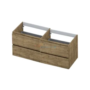 INK symmetrical washbasin cabinet - 4 drawers - handleless - wooden frame - 120x45x52 cm - Natural oak