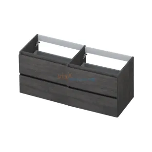 INK symmetrical washbasin cabinet - 4 drawers - handleless - wooden frame - 120x45x52 cm - Primeval grey