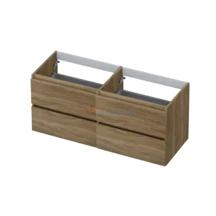 INK symmetrical washbasin cabinet - 4 drawers - handleless - wooden frame - 120x45x52 cm - Pure oak