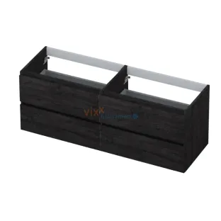 INK symmetrical washbasin cabinet - 4 drawers - handleless - wooden frame - 140x45x52 cm - Charcoal oak