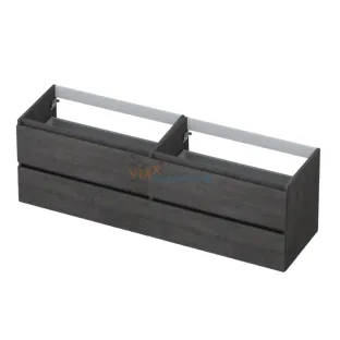 INK symmetrical washbasin cabinet - 4 drawers - handleless - wooden frame - 160x45x52 cm - Primeval grey