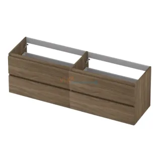 INK symmetrical washbasin cabinet - 4 drawers - handleless - wooden frame - 160x45x52 cm - Pure oak