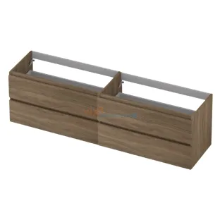 INK symmetrical washbasin cabinet - 4 drawers - handleless - wooden frame - 180x45x52 cm - Pure oak