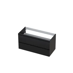 INK symmetrical washbasin cabinet lacquered - 2 drawers - handleless - 45 degree angles - 100x45x52 cm - High-gloss anthracite